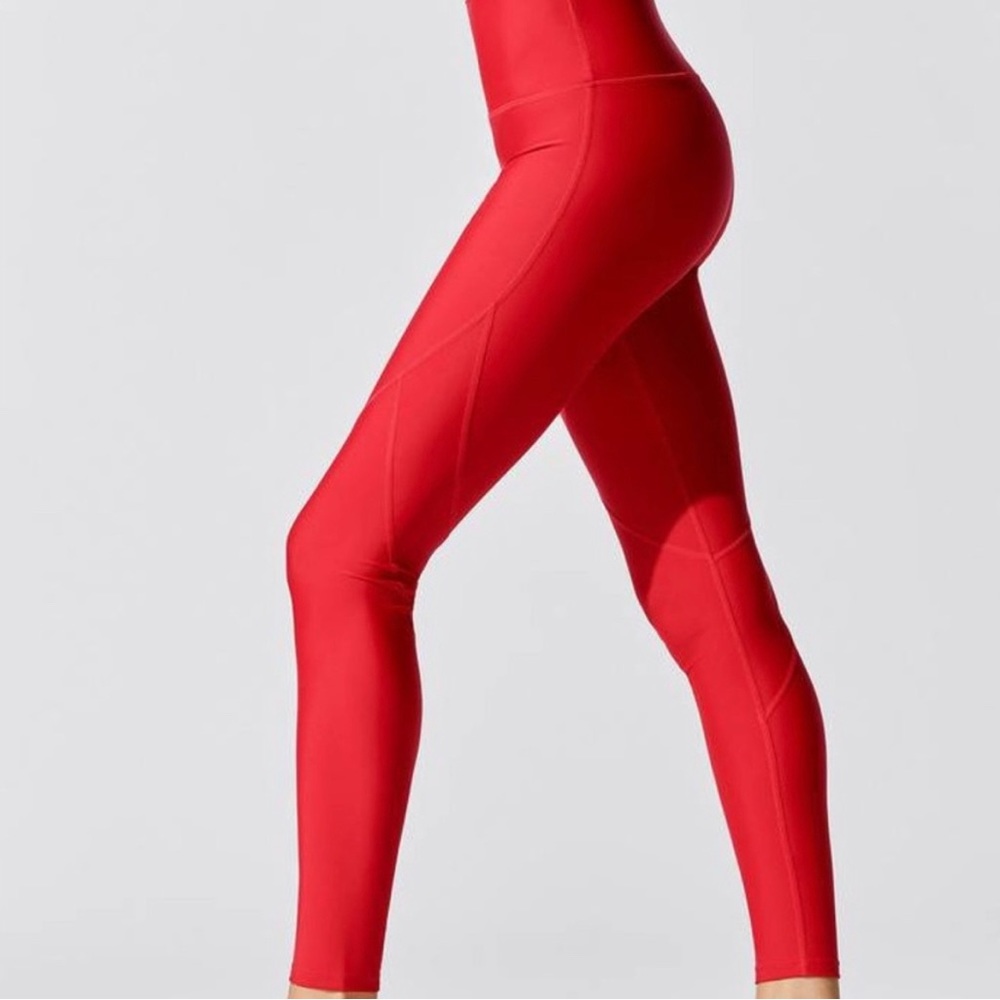 Carbon38 Red Seamed Leggings NWT Small